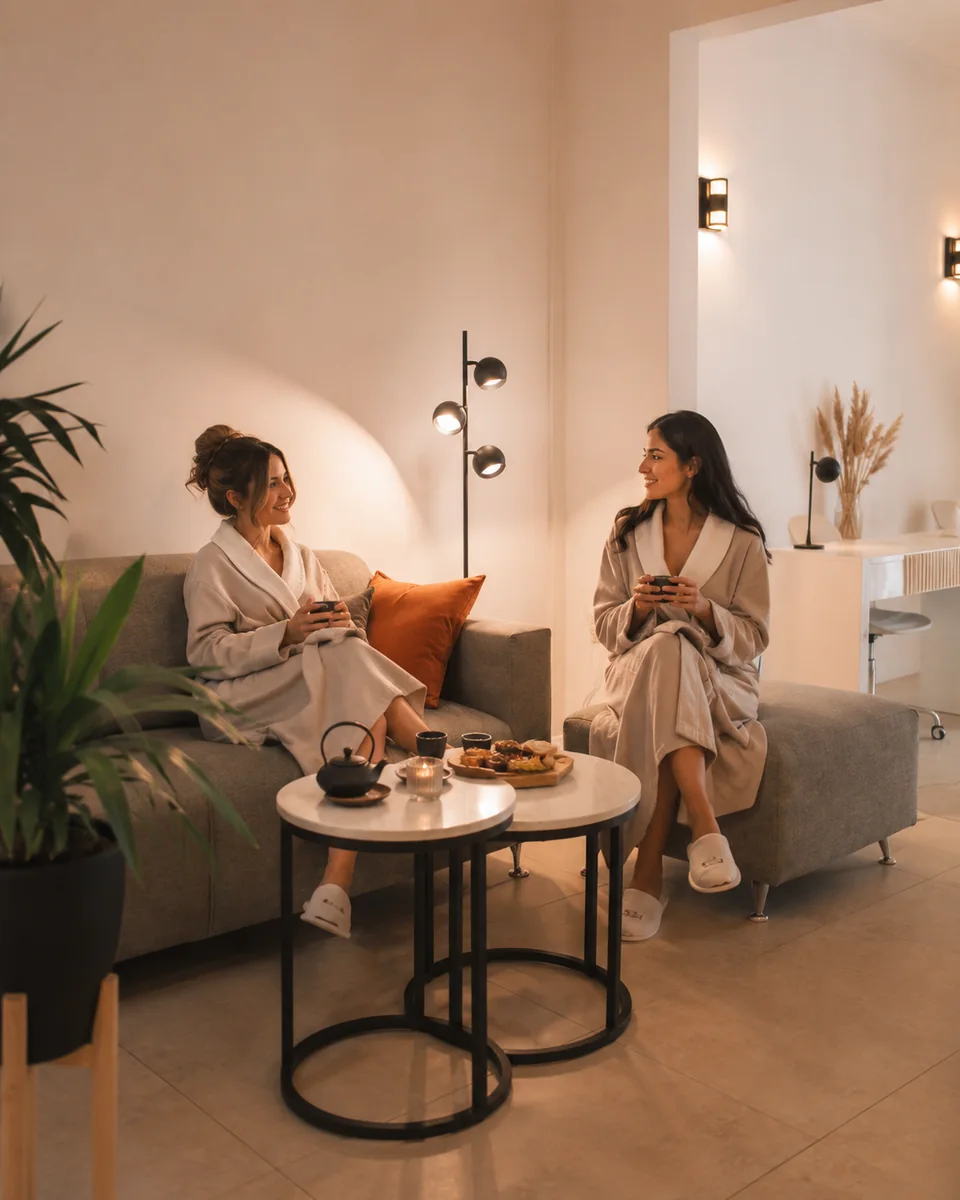 Ambiente cálido de Boho Spa Urbano